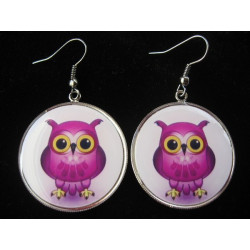 Earrings, My owl, set in resin