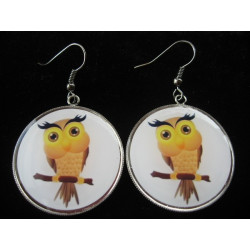 Fancy earrings, My owl, set in resin