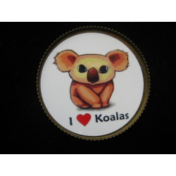 BROCHE fantaisie, I love koalas, sertie en résine