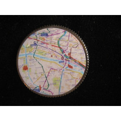 BROCHE vintage, Plan du Métro, sertie en résine