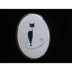 Oval brooch, decent chat, set with resin