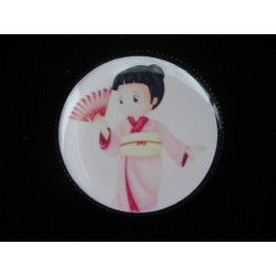 BROCHE kawaii, Geisha rose, sertie en résine