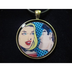 Vintage pendant, 1950s American advertisement, set in resin