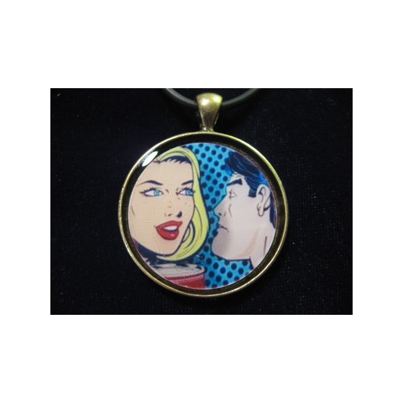 Vintage pendant, 1950s American advertisement, set in resin