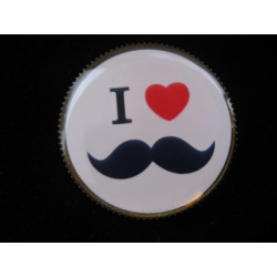 Fancy brooch, Love mustache, set with resin