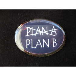 Fancy oval brooch, Plan A or Plan B, set in resin