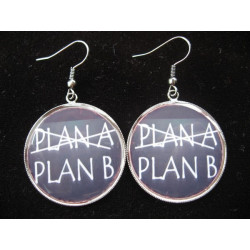 Earrings, Plan A or Plan B, set in resin
