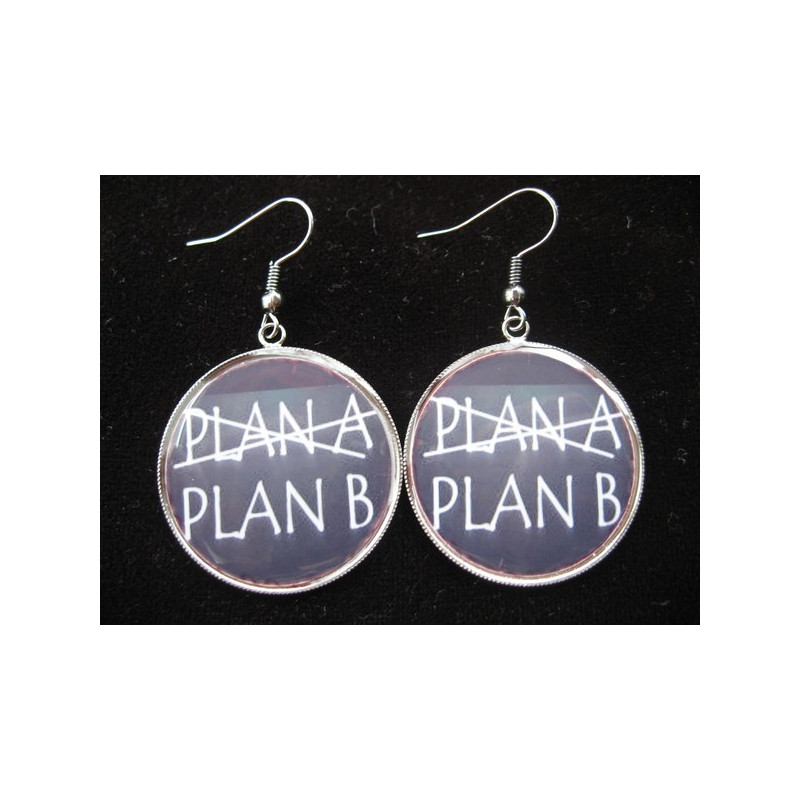 Earrings, Plan A or Plan B, set in resin