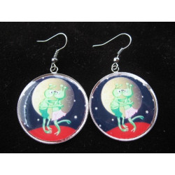 Boucles d'oreilles, Amours extraterrestres, serties en résine