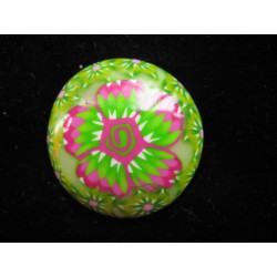 Bague fleur, dégradé vert/fuschia, en Fimo