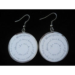 Vintage earrings, Shakespeare, on white background