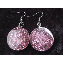 Purple glitter earrings, resin