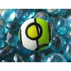 Bague Mondrian, blanche/verte, en Fimo