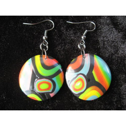 Black/multicolored pop earrings
