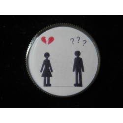 BROCHE Style BD, Rupture amoureuse, sertie en résine