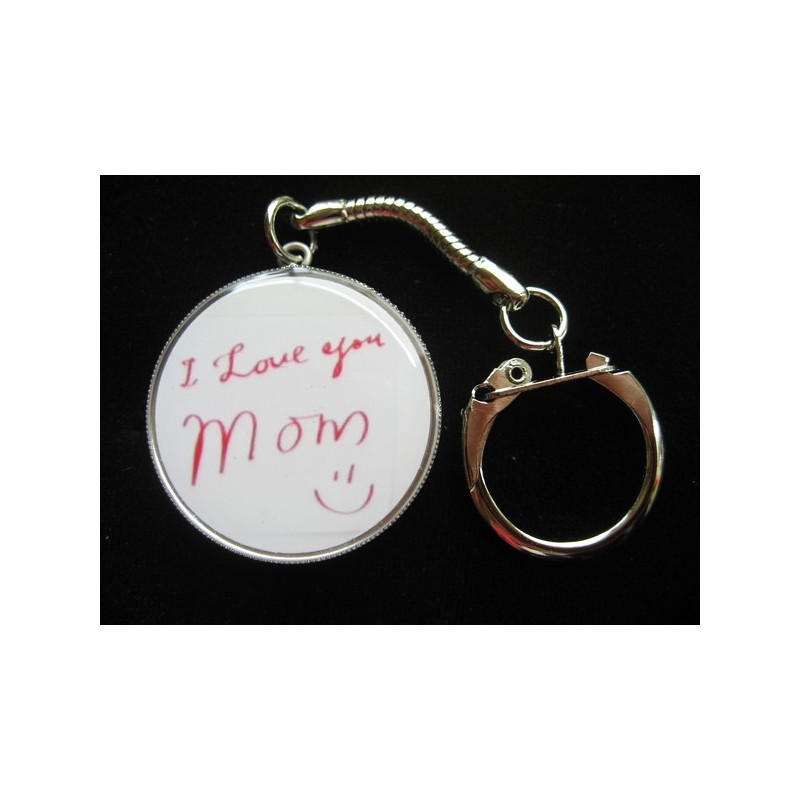 Porte-Clés fantaisie, I love you Mom, serti en résine