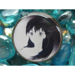 Kawaii RING, Portrait Manga girl, set with resin