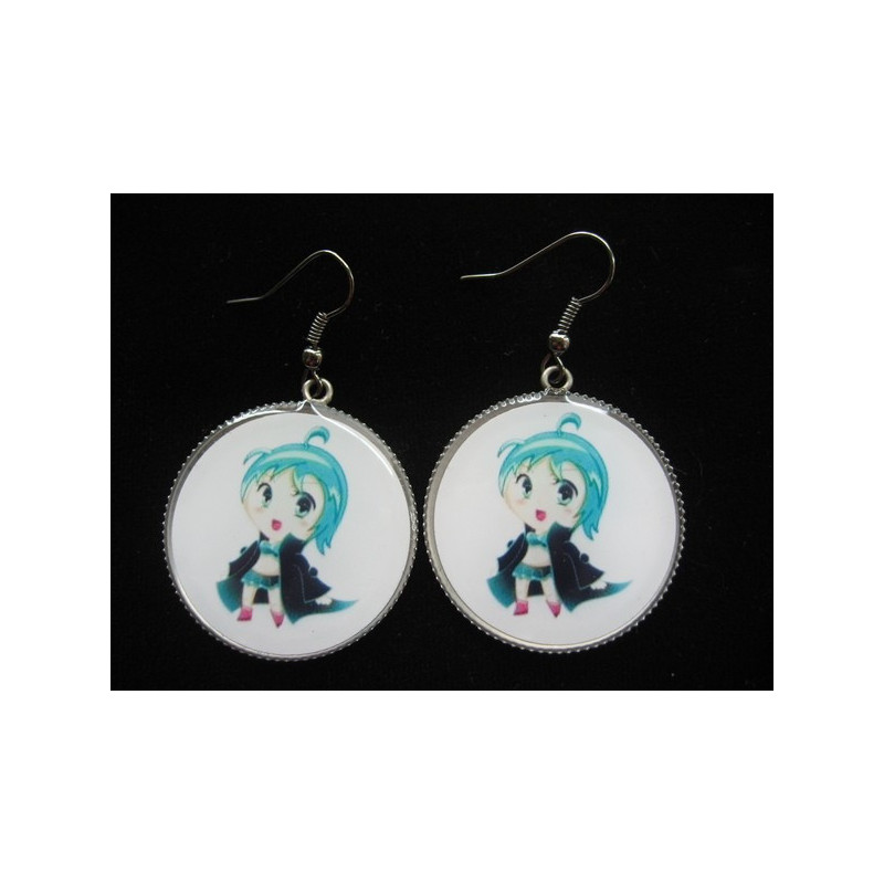 Kawaii earrings, Manga, set in resin