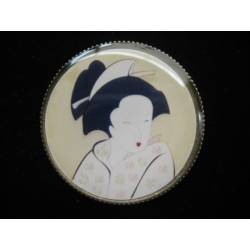 BROCHE vintage, Geisha, sertie en résine