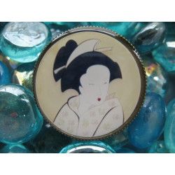 RING vintage, Geisha, set with resin