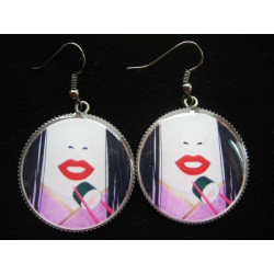 Kawaii earrings, Geisha Sushi, set in resin