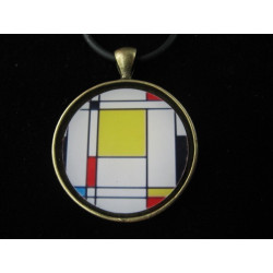 Pendentif vintage, Esprit Mondrian, serti en résine