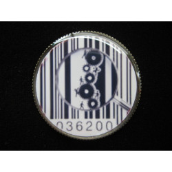 Graphic RING, Barcode human mechanics, set in resin