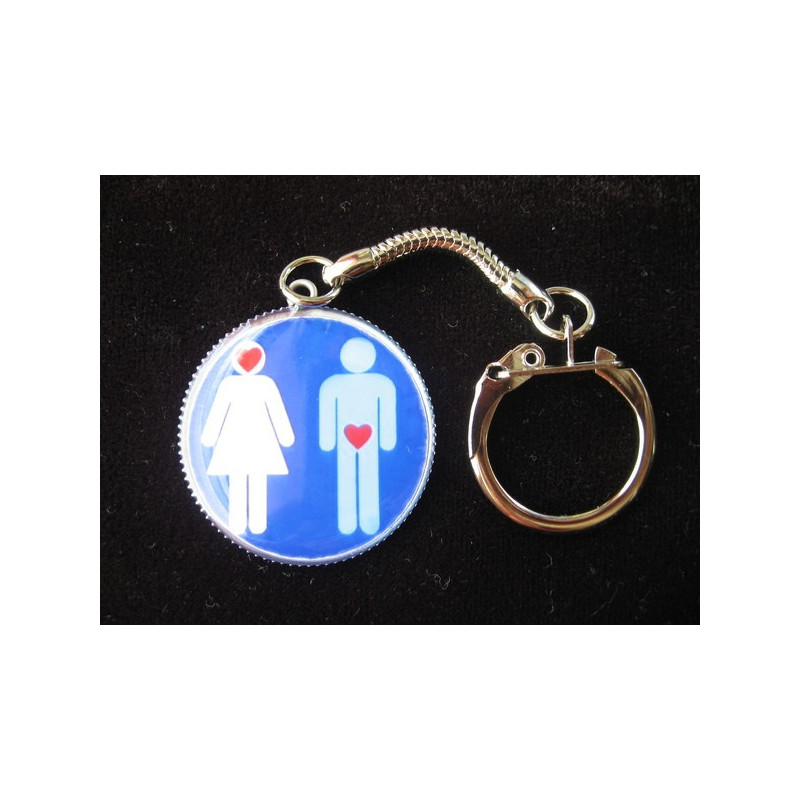 Porte-Clefs fantaisie, Homme et Femme, serti en résine