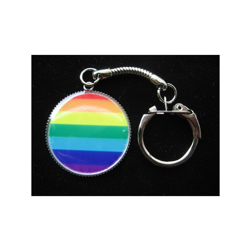 Keychain fancy, multicolored stripes, set in resin