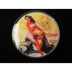 Vintage RING, Pin-Up Vespa, set in resin