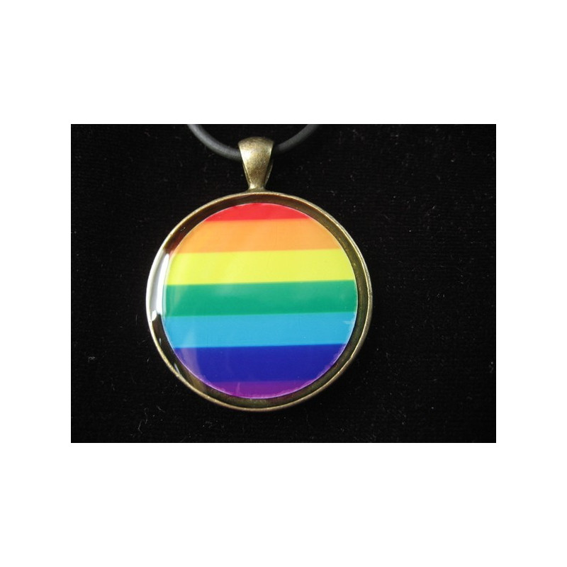 Graphic pendant, multicolored stripes, set in resin