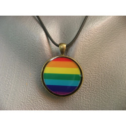Graphic pendant, multicolored stripes, set in resin