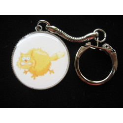 Keychain fancy, stressed cat, set in resin