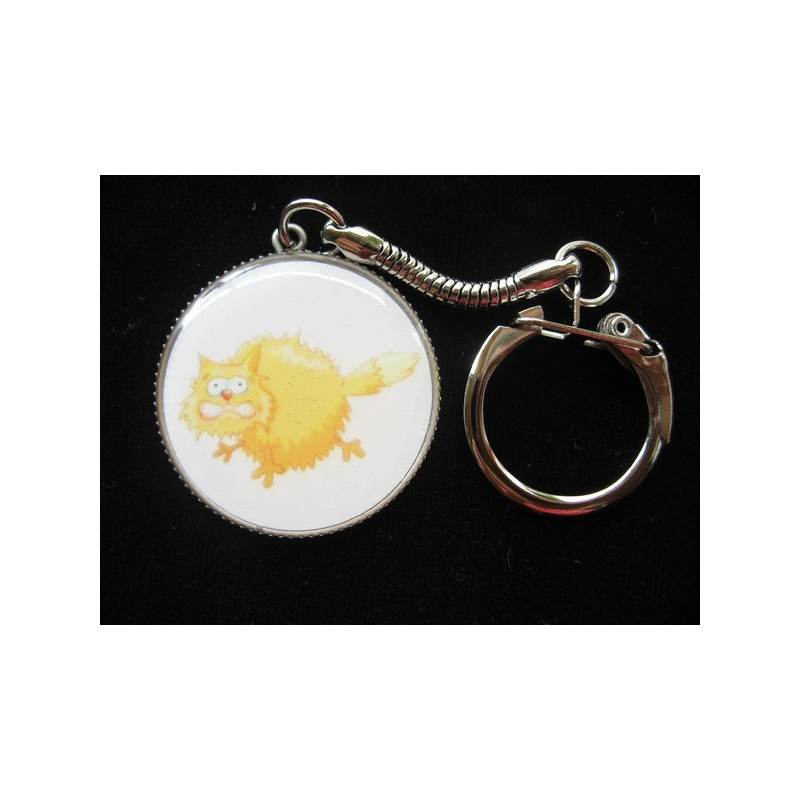 Keychain fancy, stressed cat, set in resin