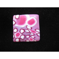 Petite bague carrée mosaïque fushia