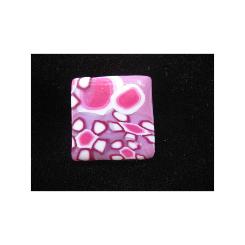 Petite bague carrée mosaïque fushia