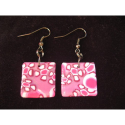 Boucles d'oreilles mosaïques fushias