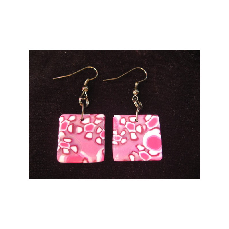 Boucles d'oreilles mosaïques fushias