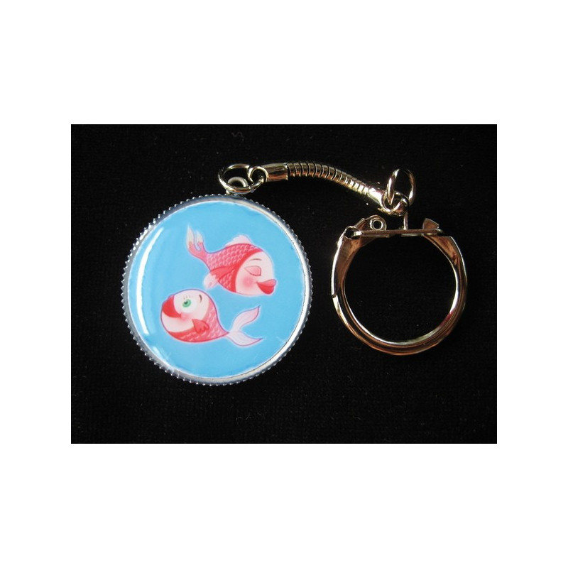 Fancy Keychain, Lovers Fish, Set in Resin