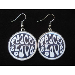 Boucles d'oreilles, Peace and love, serties en résine