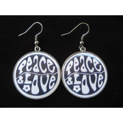 Peace and love earrings, resin set