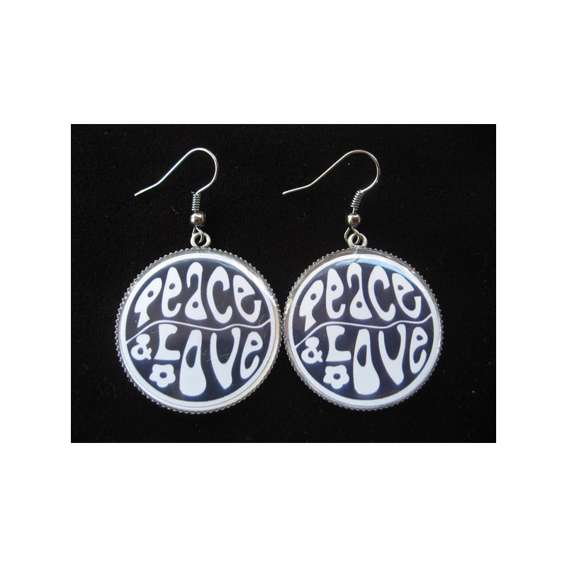 Peace and love earrings, resin set