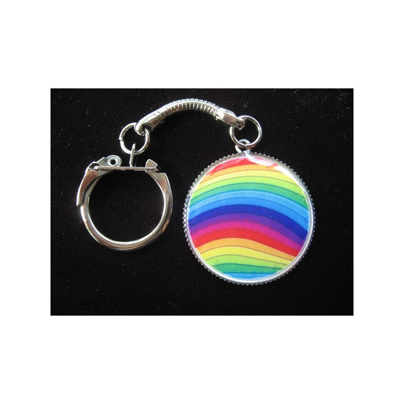 Keychain pop, Rainbow multicolored, set in resin