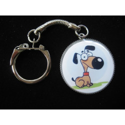 Fancy Keychain, Cartoon Dog, Set in Resin
