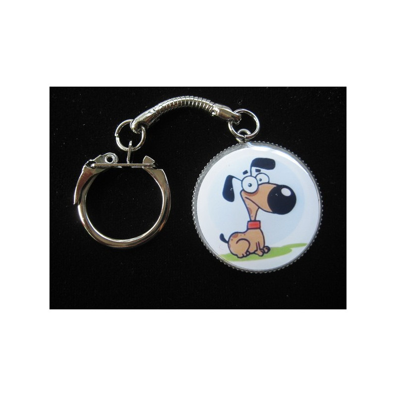 Fancy Keychain, Cartoon Dog, Set in Resin