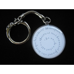 Vintage keychain, Shakespeare, on white background