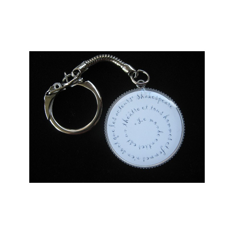 Vintage keychain, Shakespeare, on white background