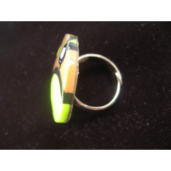 Large pop ring, brown / green / turquoise, in fimo