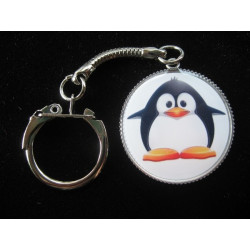 Keychain fantasy, happy penguin, set in resin