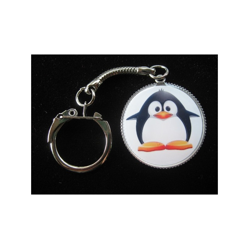 Porte-Clés fantaisie, Pingouin heureux, serti en résine